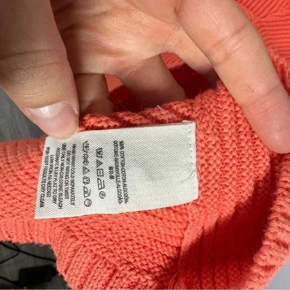 Free People Pink Ribbed V Neck Sweater sz L - Picture 4 of 4